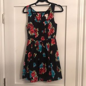 Love...ady Black Floral A-line dress Anthropologie